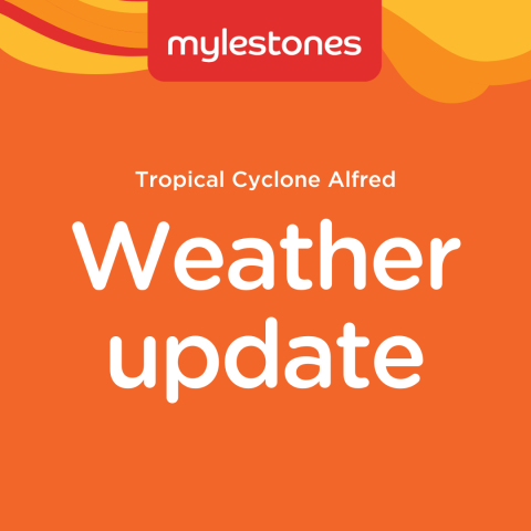 Orange tile that says Weather Update